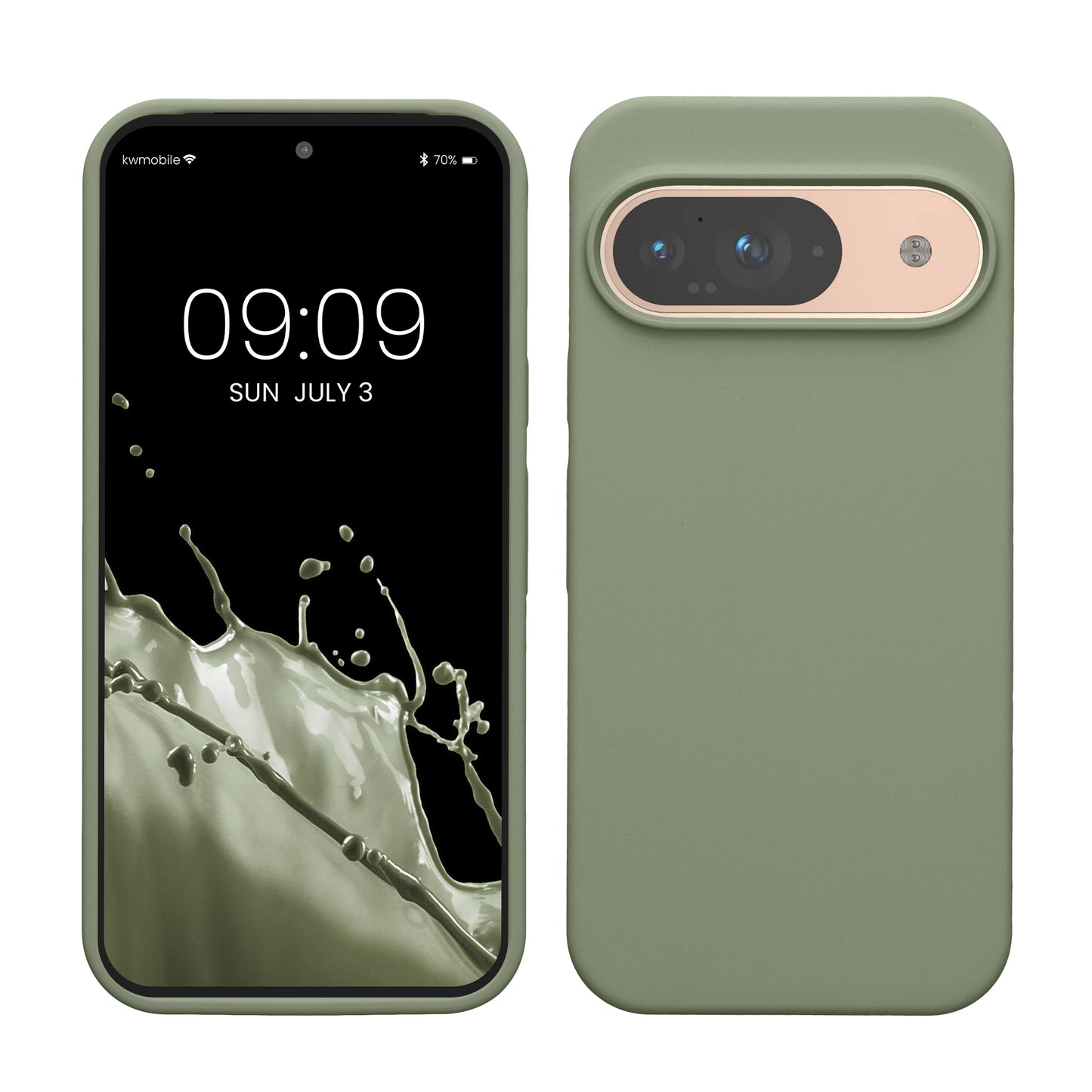kwmobile Handyhülle für Google Pixel 9 Hülle / Google Pixel 9 Pro Hülle, für Pixel 9 Hülle / Pixel 9 Pro Hülle, für Pixel 9 Case / Pixel 9 Pro Case - Hülle Silikon - kabelloses Laden - Graugrün Graugrün  