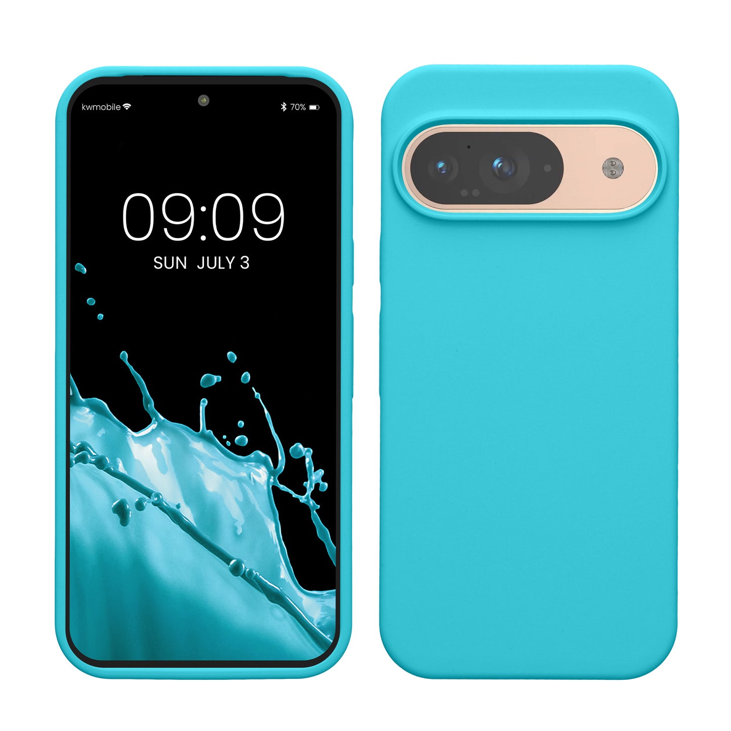 kwmobile Handyhülle für Google Pixel 9 Hülle / Google Pixel 9 Pro Hülle, für Pixel 9 Hülle / Pixel 9 Pro Hülle, für Pixel 9 Case / Pixel 9 Pro Case - Hülle Silikon - kabelloses Laden - Cool Glacier Cool Glacier  