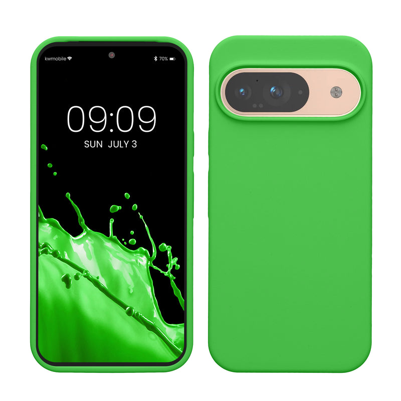 kwmobile Handyhülle für Google Pixel 9 Hülle / Google Pixel 9 Pro Hülle, für Pixel 9 Hülle / Pixel 9 Pro Hülle, für Pixel 9 Case / Pixel 9 Pro Case - Hülle Silikon - kabelloses Laden - Limettengrün Limettengrün  