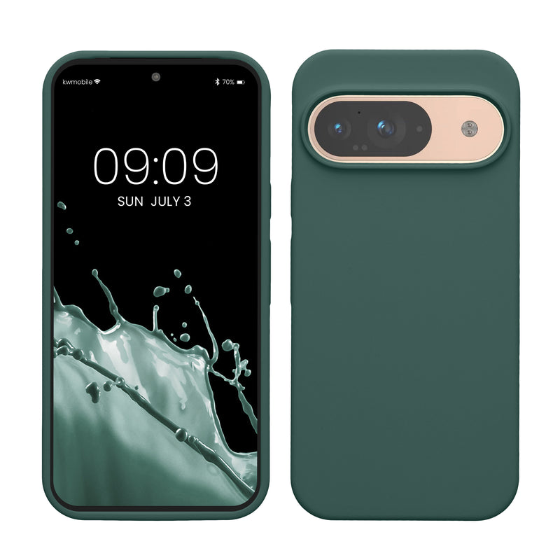 kwmobile Handyhülle für Google Pixel 9 Hülle / Google Pixel 9 Pro Hülle, für Pixel 9 Hülle / Pixel 9 Pro Hülle, für Pixel 9 Case / Pixel 9 Pro Case - Hülle Silikon - kabelloses Laden - Tannengrün Tannengrün  
