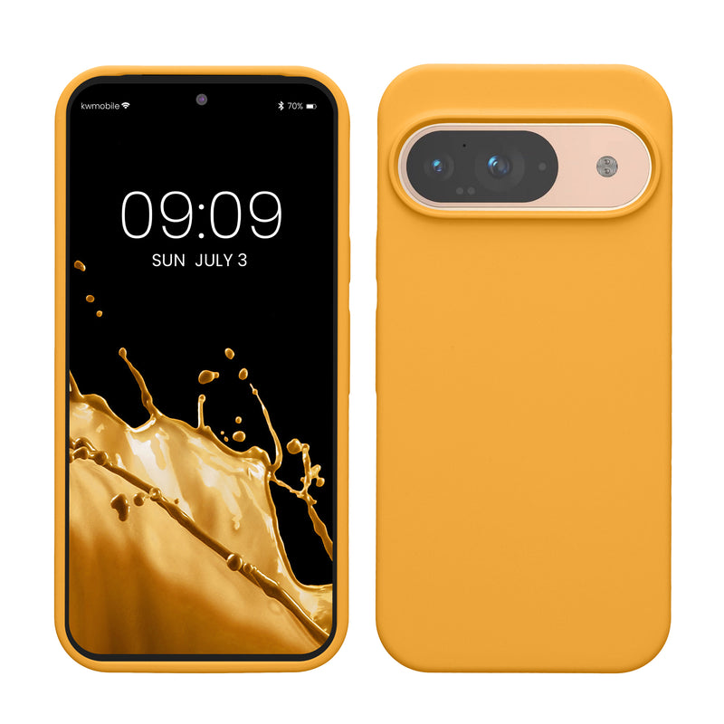 kwmobile Handyhülle für Google Pixel 9 Hülle / Google Pixel 9 Pro Hülle, für Pixel 9 Hülle / Pixel 9 Pro Hülle, für Pixel 9 Case / Pixel 9 Pro Case - Hülle Silikon - kabelloses Laden - Mango Mango  