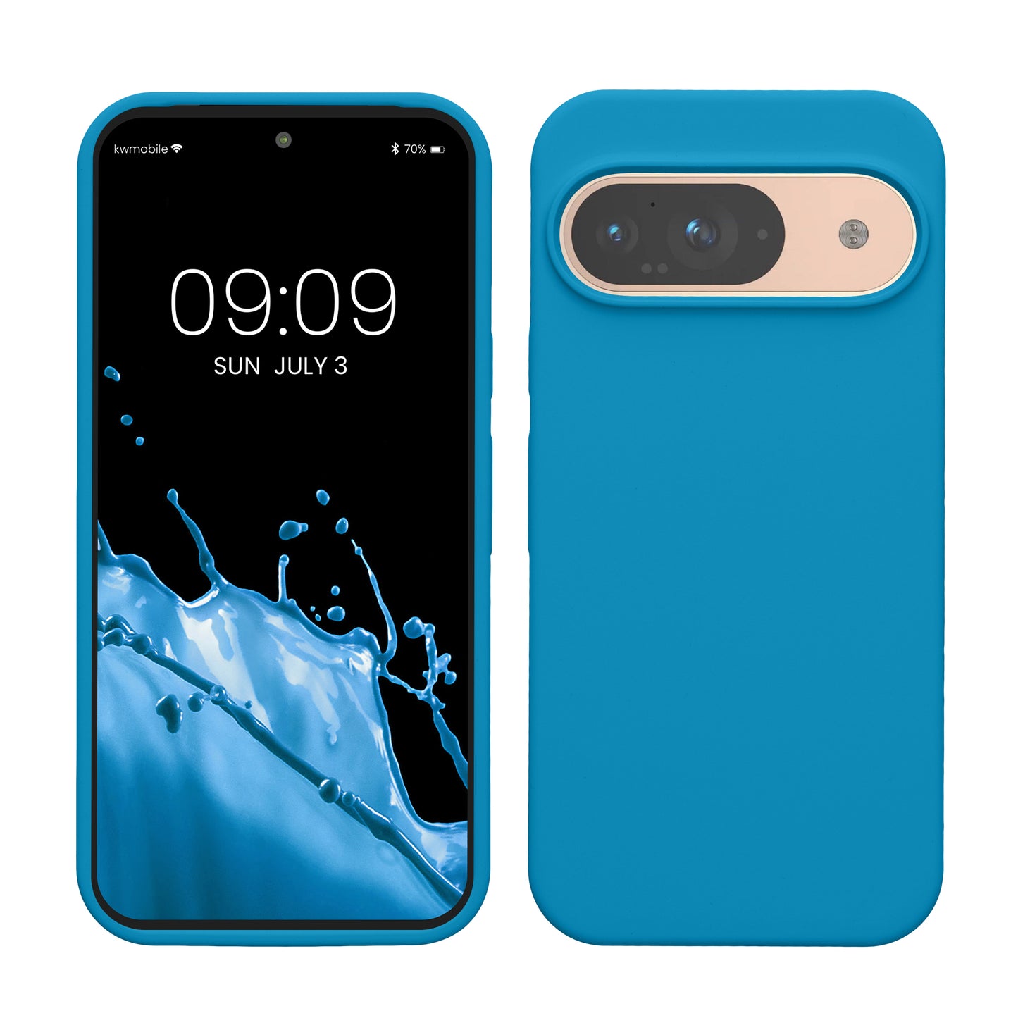 kwmobile Handyhülle für Google Pixel 9 Hülle / Google Pixel 9 Pro Hülle, für Pixel 9 Hülle / Pixel 9 Pro Hülle, für Pixel 9 Case / Pixel 9 Pro Case - Hülle Silikon - kabelloses Laden - Karibikblau Karibikblau  
