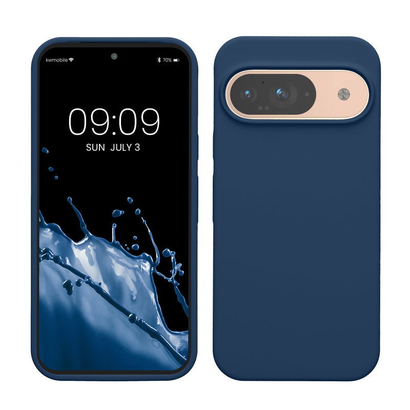 kwmobile Handyhülle für Google Pixel 9 Hülle / Google Pixel 9 Pro Hülle, für Pixel 9 Hülle / Pixel 9 Pro Hülle, für Pixel 9 Case / Pixel 9 Pro Case - Hülle Silikon - kabelloses Laden - Marineblau Marineblau  