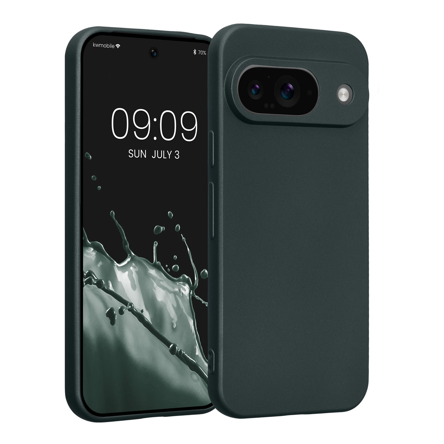 kwmobile Handyhülle kompatibel mit Google Pixel 9 Hülle - weiche Silikon Case metallisch schimmernd in Metallic Petrol Metallic Petrol  