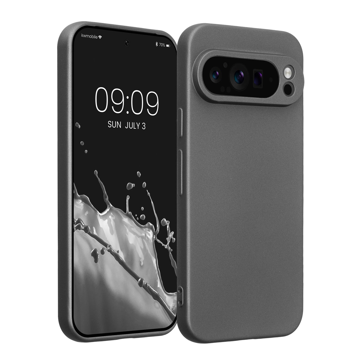 kwmobile Handyhülle kompatibel mit Google Pixel 9 Pro Hülle - weiche Silikon Case metallisch schimmernd in Metallic Grau Metallic Grau  