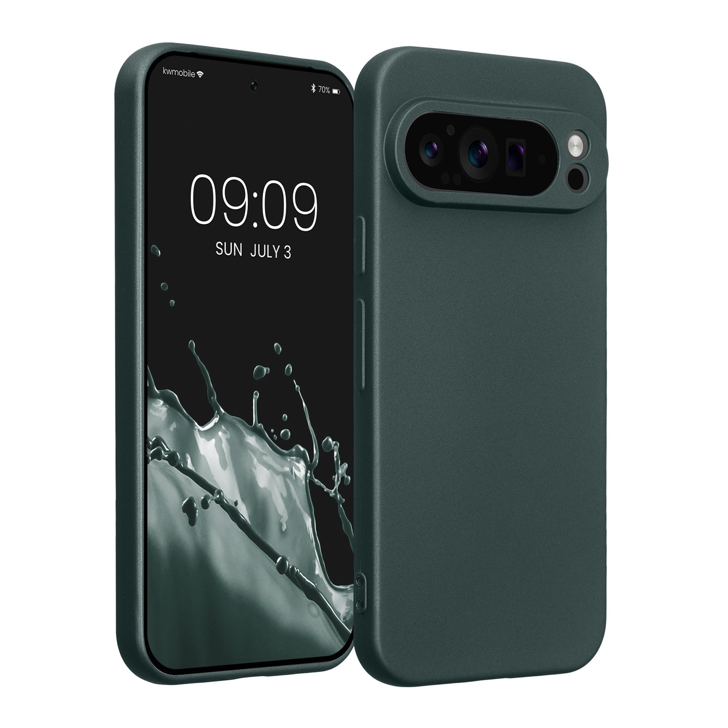 kwmobile Handyhülle kompatibel mit Google Pixel 9 Pro Hülle - weiche Silikon Case metallisch schimmernd in Metallic Petrol Metallic Petrol  