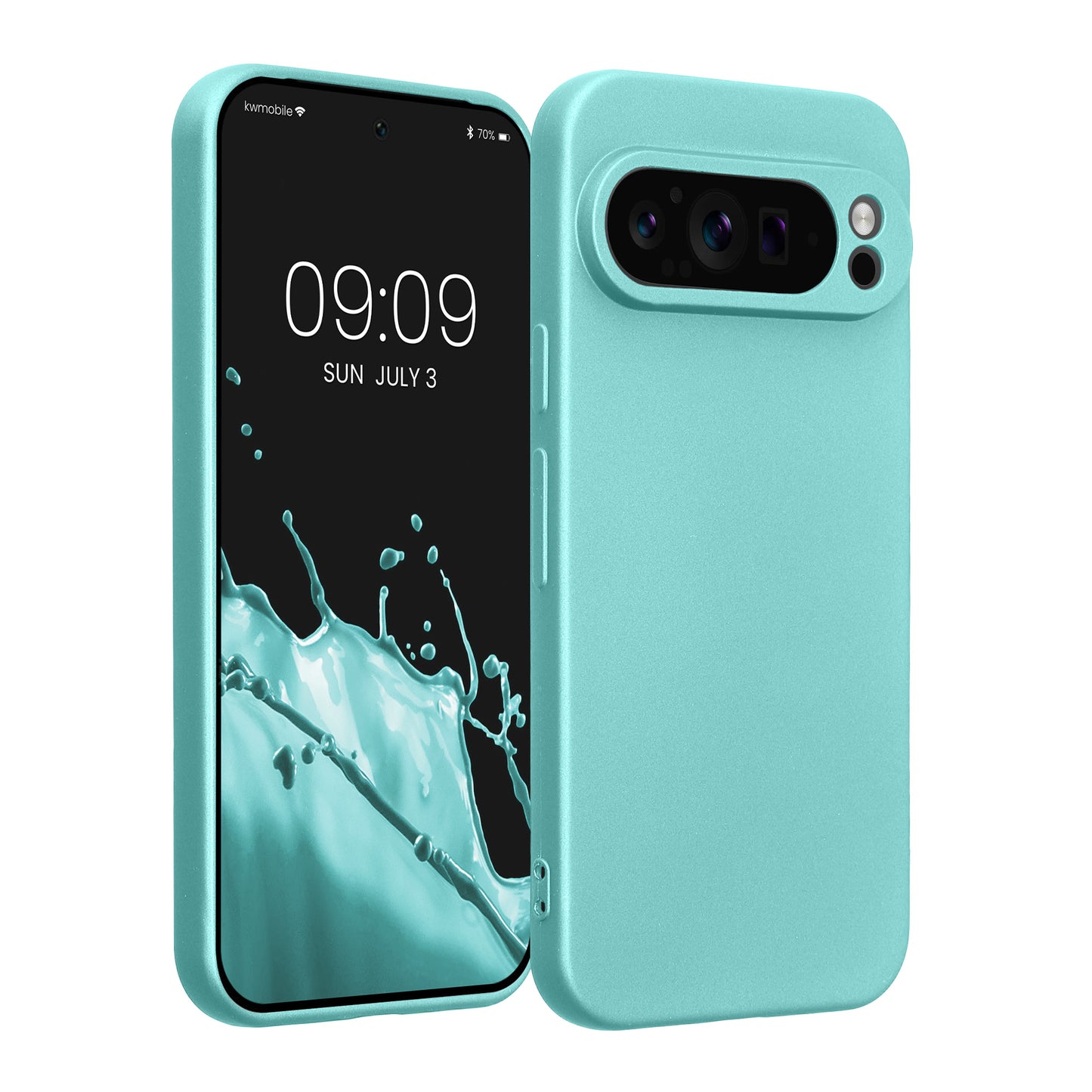 kwmobile Handyhülle kompatibel mit Google Pixel 9 Pro Hülle - weiche Silikon Case metallisch schimmernd in Metallic Mintgrün Metallic Mintgrün  