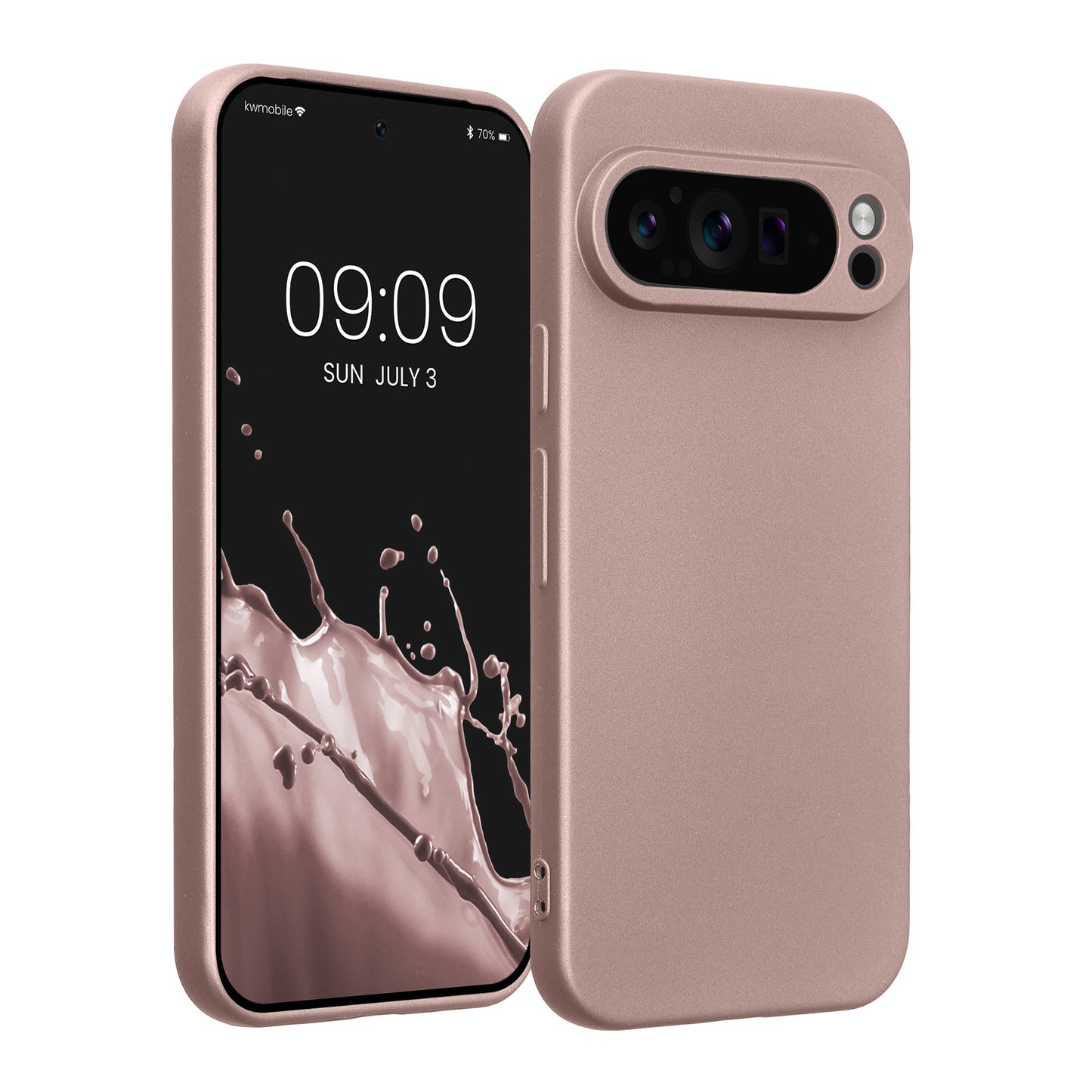 kwmobile Handyhülle kompatibel mit Google Pixel 9 Pro Hülle - weiche Silikon Case metallisch schimmernd in Metallic Arctic Berry Metallic Arctic Berry  