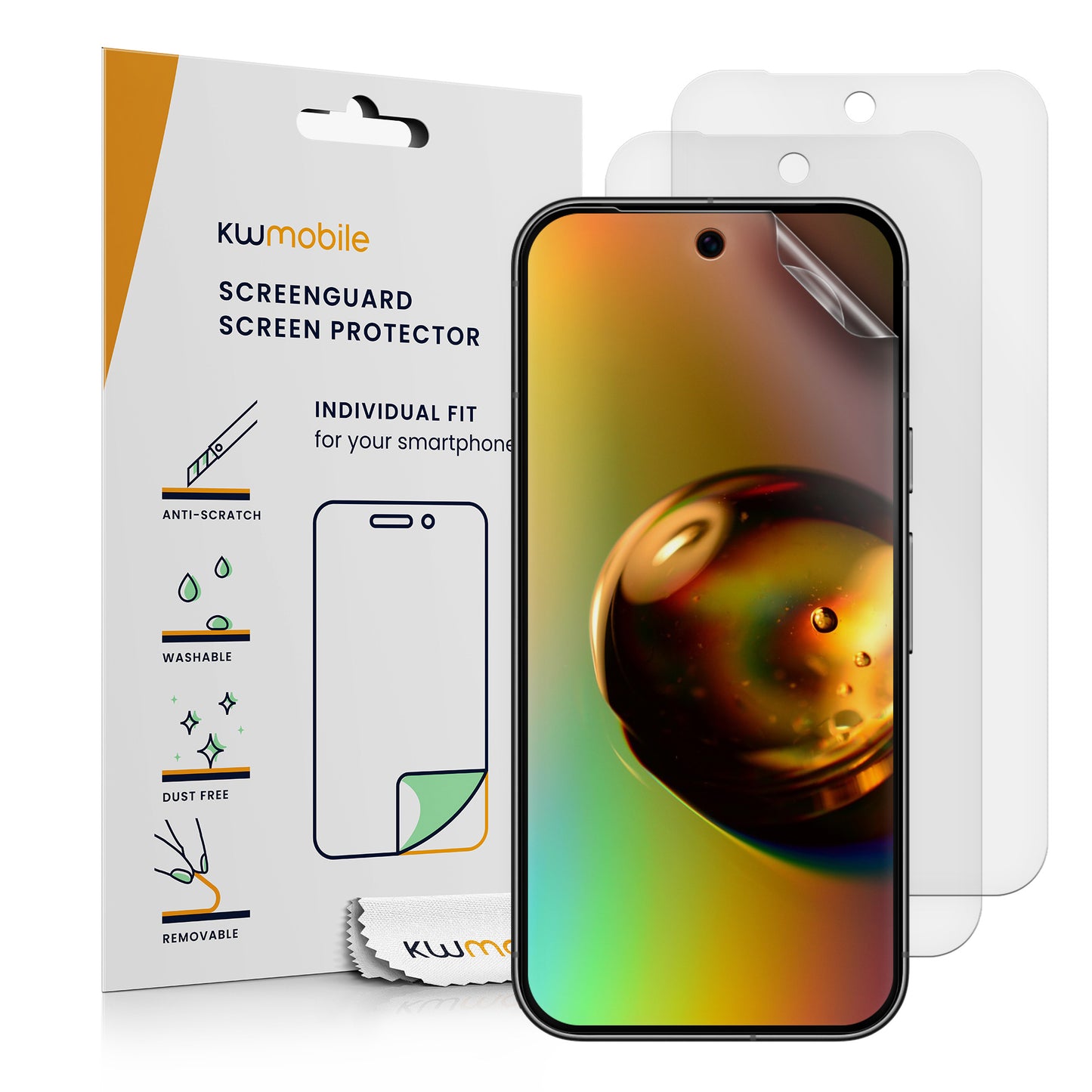 kwmobile 3x Folie matt kompatibel mit Google Pixel 9 - Displayschutzfolie Schutzfolie - Displayschutz Displayfolie entspiegelt Matt Transparent  