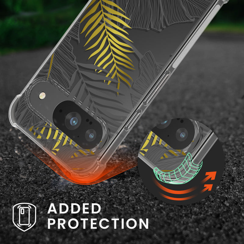 kwmobile Necklace Case compatible with Google Pixel 9 / Pixel 9 Pro Silicone Cover with Lanyard Transparent Jungle