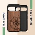kwmobile Case Compatible with Google Pixel 9 / Pixel 9 Pro Phone Cover TPU Compass Vintage