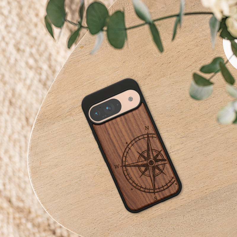kwmobile Case Compatible with Google Pixel 9 / Pixel 9 Pro Phone Cover TPU Compass Vintage