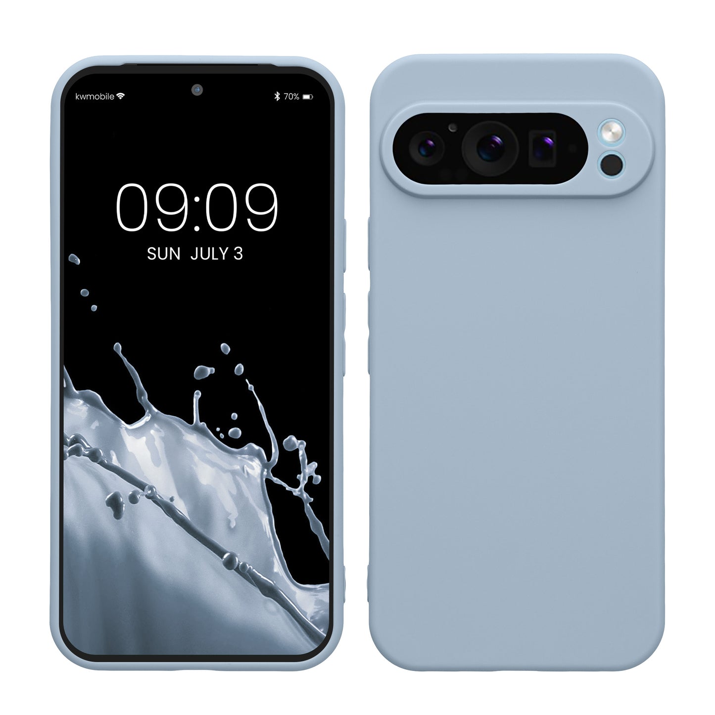 kwmobile Handyhülle kompatibel mit Google Pixel 9 Pro XL Hülle - Handy Case aus weichem Silikon in Hellblau matt Hellblau matt  