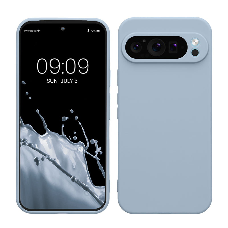 kwmobile Handyhülle kompatibel mit Google Pixel 9 Pro XL Hülle - Handy Case aus weichem Silikon in Hellblau matt Hellblau matt  