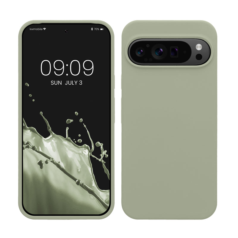 kwmobile Handyhülle für Google Pixel 9 Pro XL Hülle, für Pixel 9 Pro XL Case - Hülle Silikon - kabelloses Laden - Graugrün Graugrün  