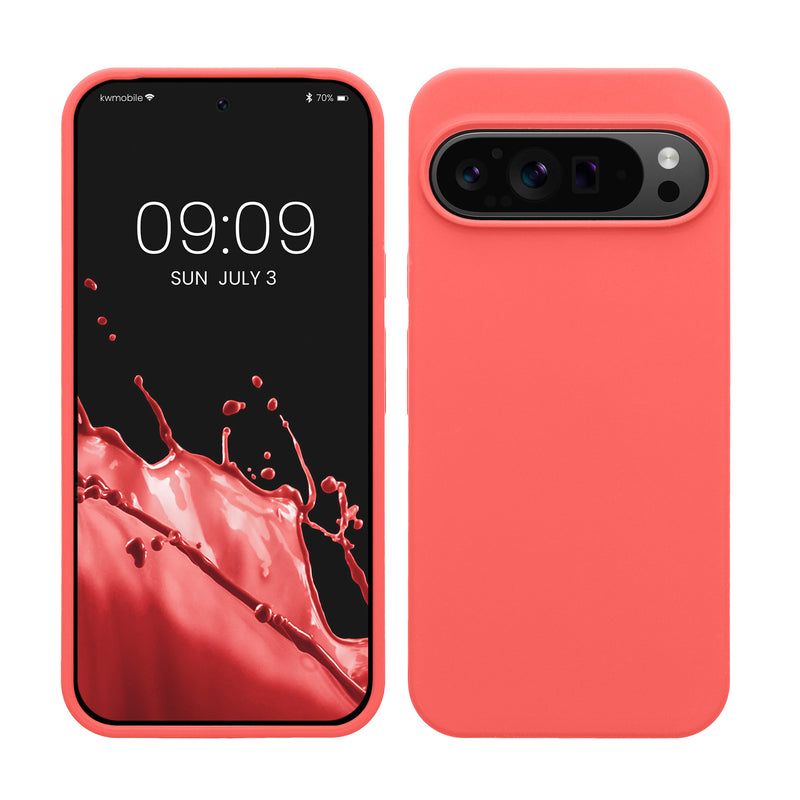 kwmobile Handyhülle für Google Pixel 9 Pro XL Hülle, für Pixel 9 Pro XL Case - Hülle Silikon - kabelloses Laden - Neon Koralle Neon Koralle  