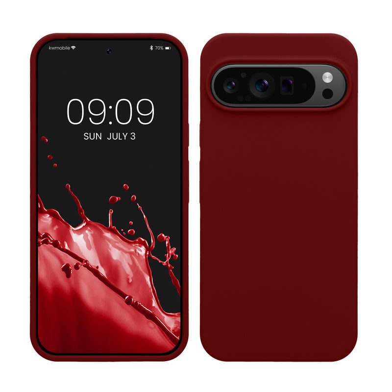 kwmobile Handyhülle für Google Pixel 9 Pro XL Hülle, für Pixel 9 Pro XL Case - Hülle Silikon - kabelloses Laden - Rhabarber Rot Rhabarber Rot  
