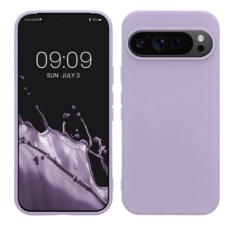 kwmobile Hülle kompatibel mit Google Pixel 9 / Pixel 9 Pro Hülle - gummierte TPU Silikon Handyhülle - Schutzhülle für kabelloses Laden - Case in Lavendel Lavendel  
