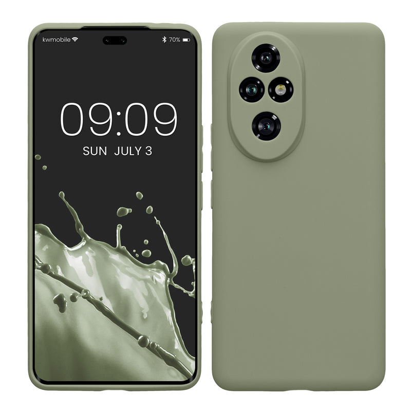 kwmobile Handyhülle kompatibel mit HONOR 200 Pro Hülle - Handy Case aus weichem Silikon in Graugrün Graugrün  