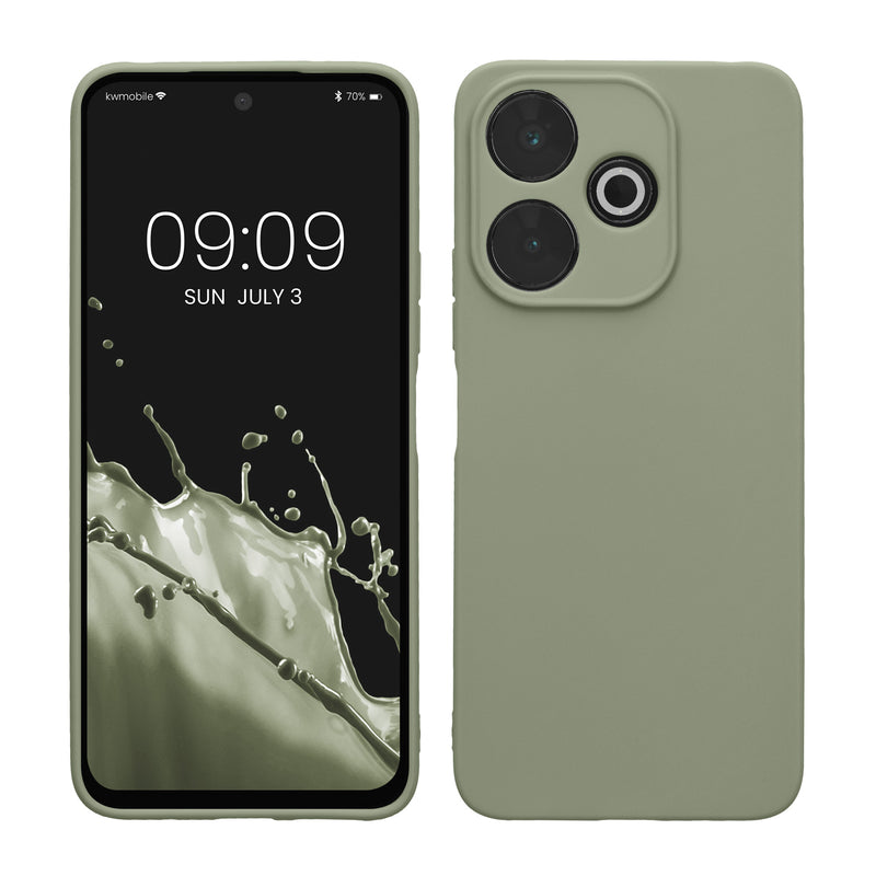 kwmobile Handyhülle kompatibel mit Xiaomi Redmi 13 Hülle - Handy Case aus weichem Silikon in Graugrün Graugrün  