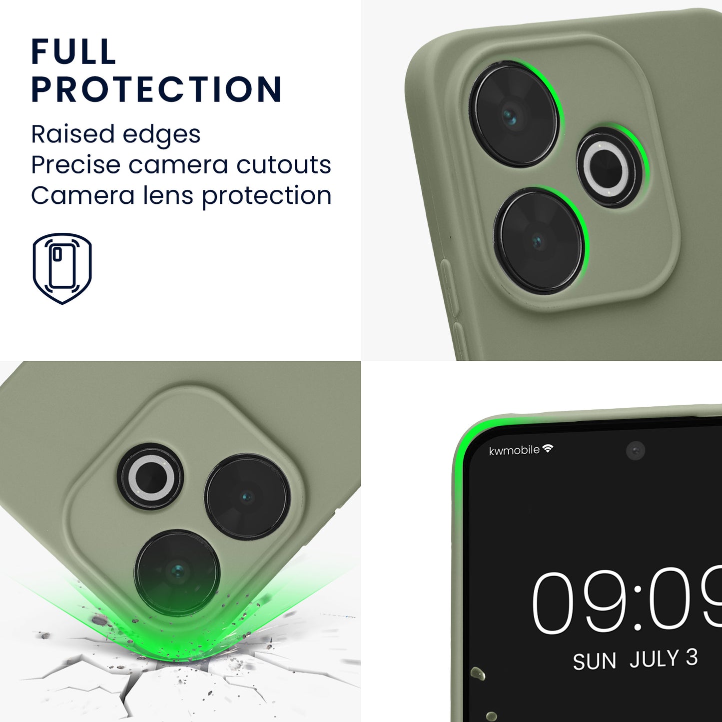 TPU Case with Camera Protection for Xiaomi Redmi 13 in Gray-Green