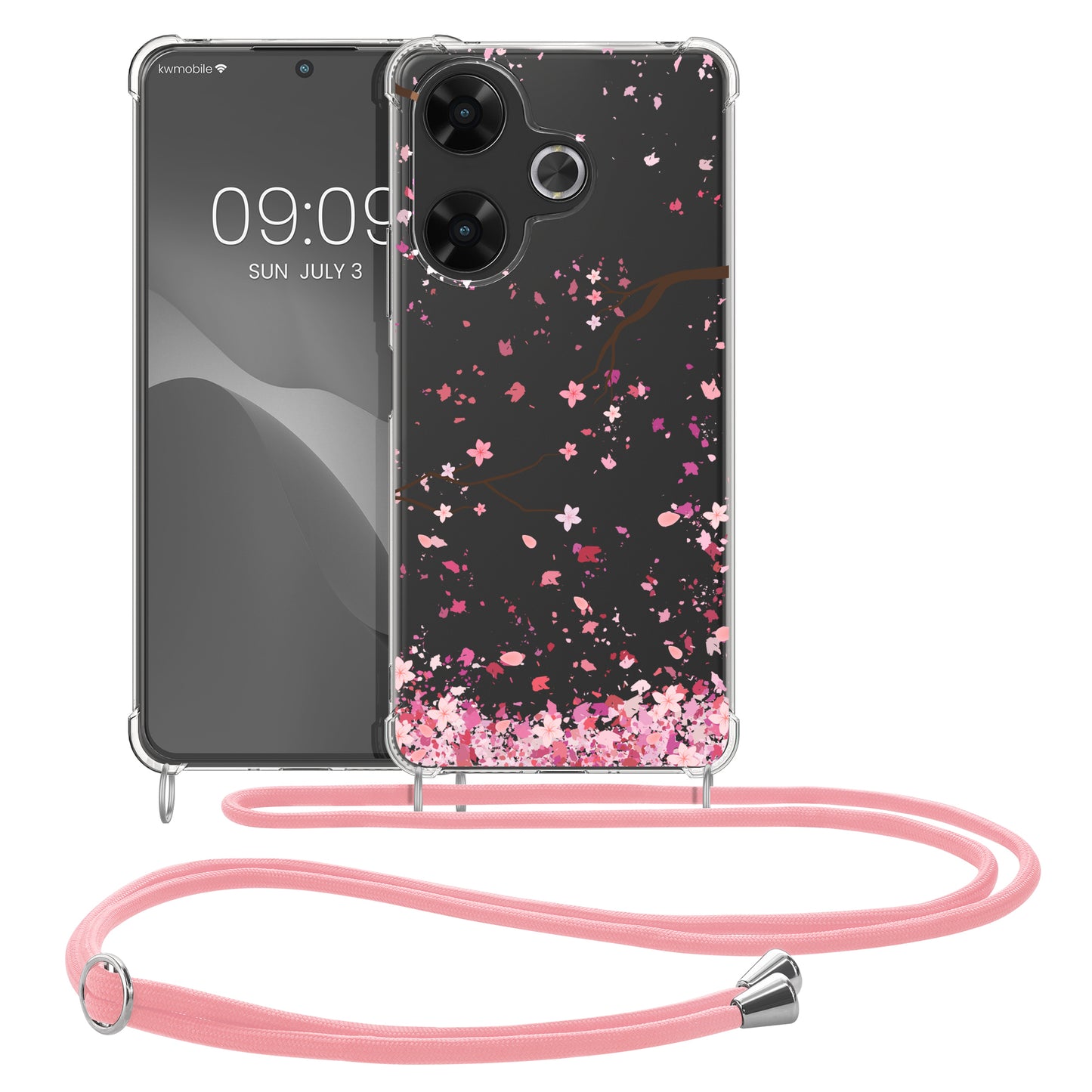 kwmobile Necklace Case Compatible with Xiaomi Redmi 13 Silicone Cover with Lanyard