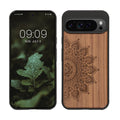 kwmobile Hülle kompatibel mit Google Pixel 9 Pro XL Hülle - Holz Case - Handy Cover - TPU Handyhülle in Dunkelbraun Aufgehende Sonne Dunkelbraun  [dsg02]
