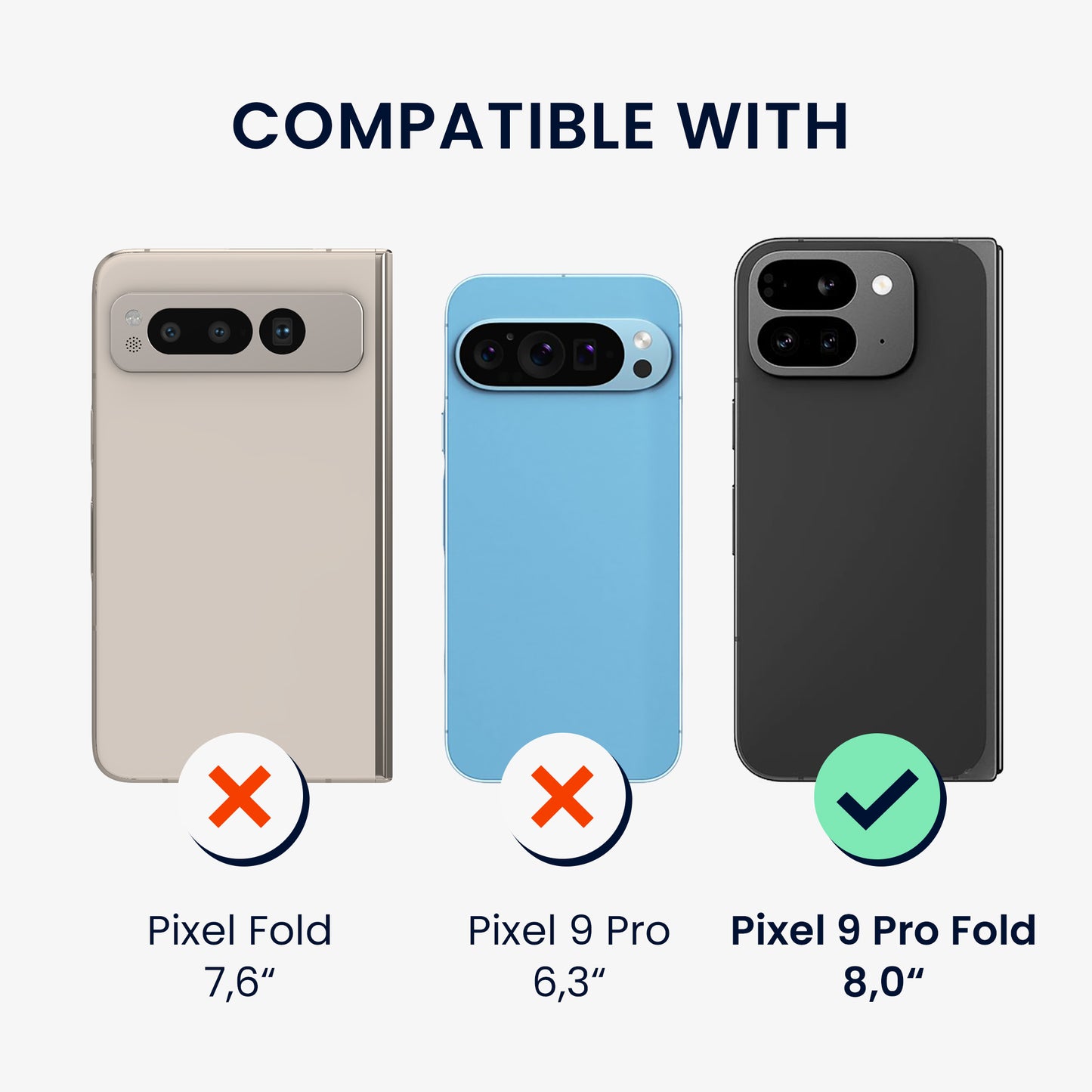 kwmobile Case Compatible with Google Pixel 9 Pro Fold Case Foldable Phone Cover with Frame Robust Cover