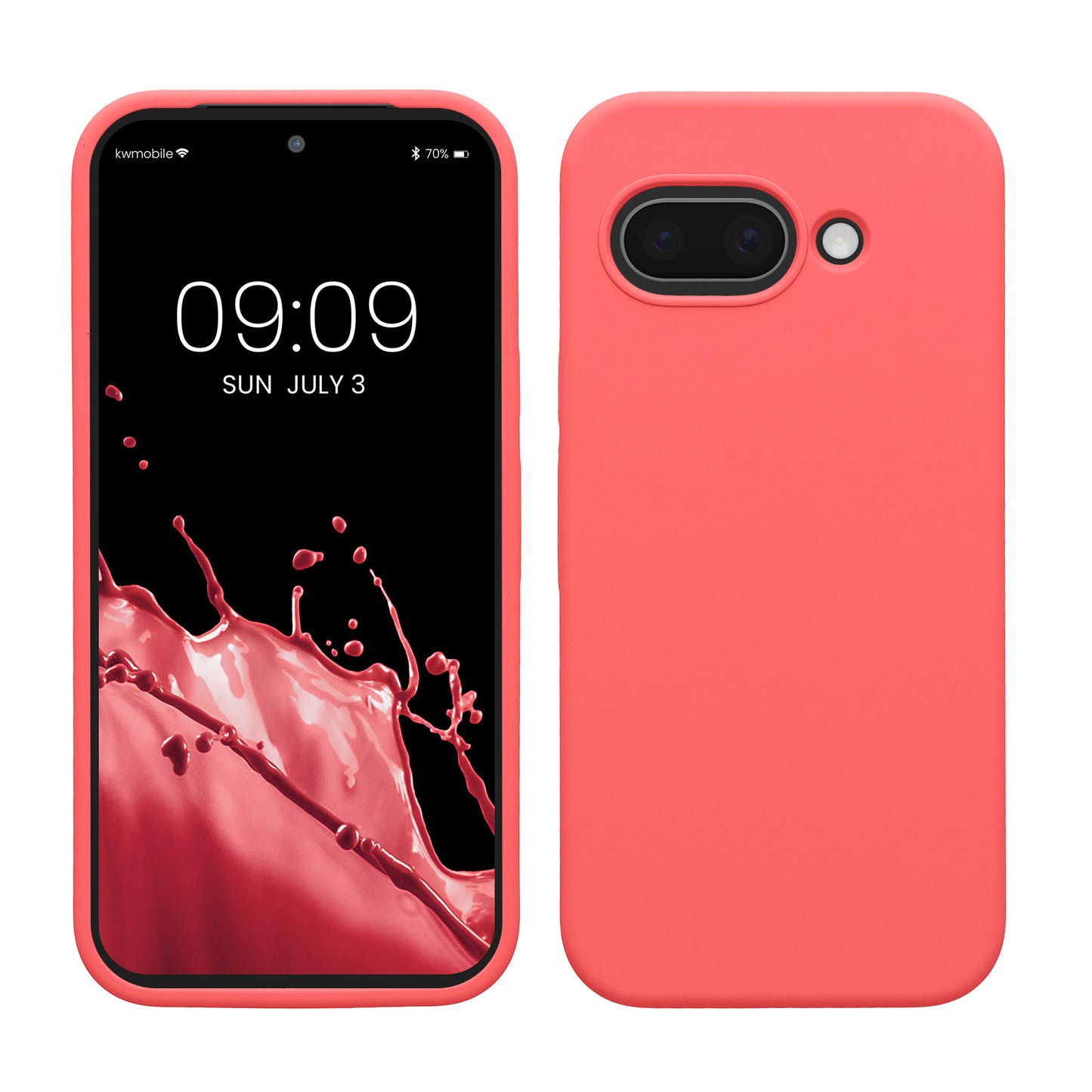 kwmobile Handyhülle für Google Pixel 9a Hülle, für Pixel 9a Case - Hülle Silikon - kabelloses Laden - Neon Koralle Neon Koralle  