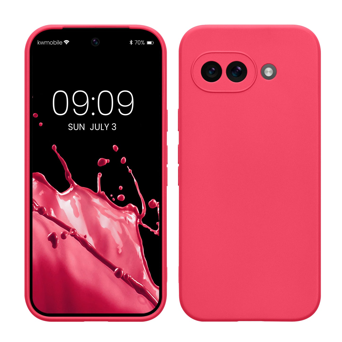 kwmobile Handyhülle kompatibel mit Google Pixel 9a Hülle - Handy Case aus weichem Silikon in Neon Pink Neon Pink  