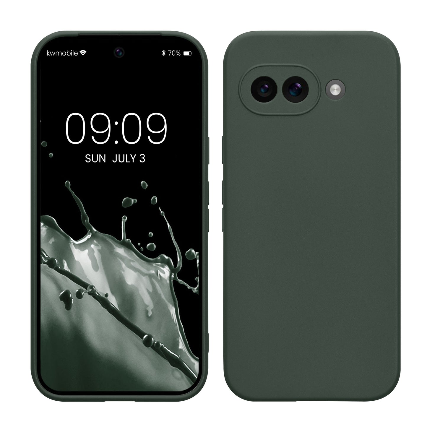 kwmobile Handyhülle kompatibel mit Google Pixel 9a Hülle - Handy Case aus weichem Silikon in Moosgrün Moosgrün  