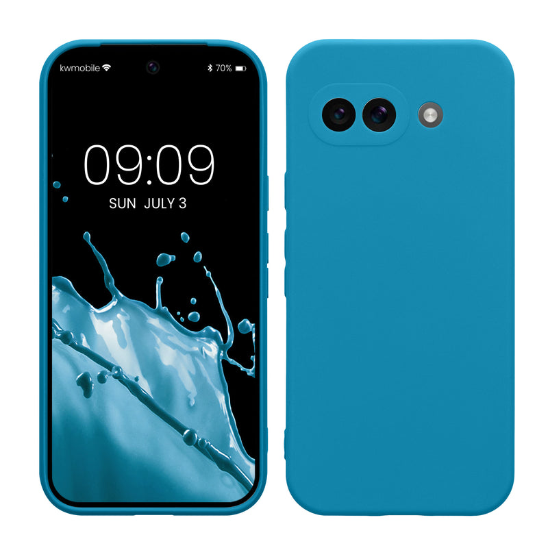 kwmobile Handyhülle kompatibel mit Google Pixel 9a Hülle - Handy Case aus weichem Silikon in Karibikblau Karibikblau  