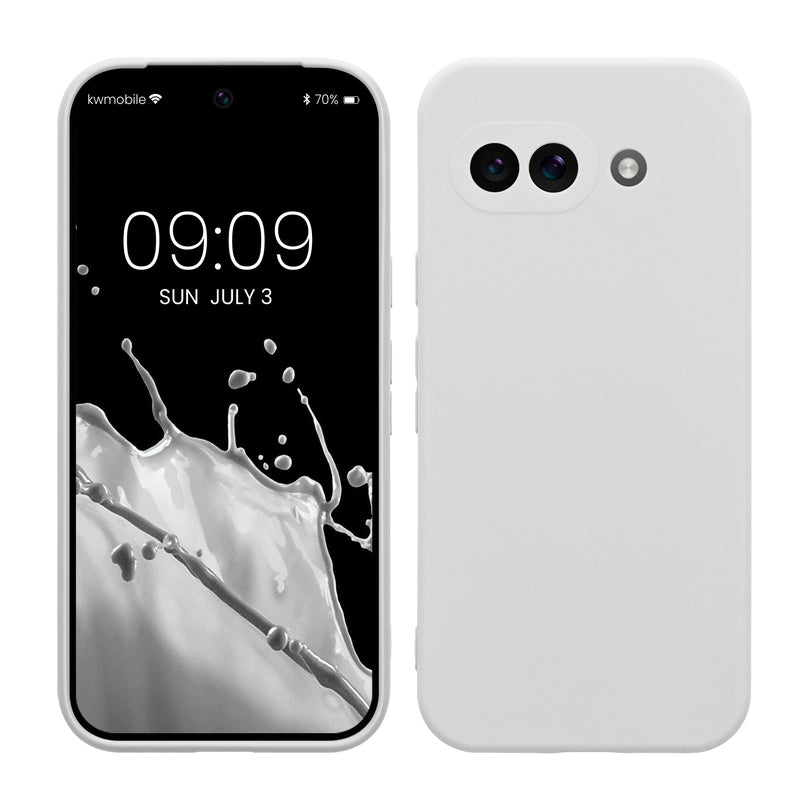 kwmobile Handyhülle kompatibel mit Google Pixel 9a Hülle - Handy Case aus weichem Silikon in Weiß matt Weiß matt  