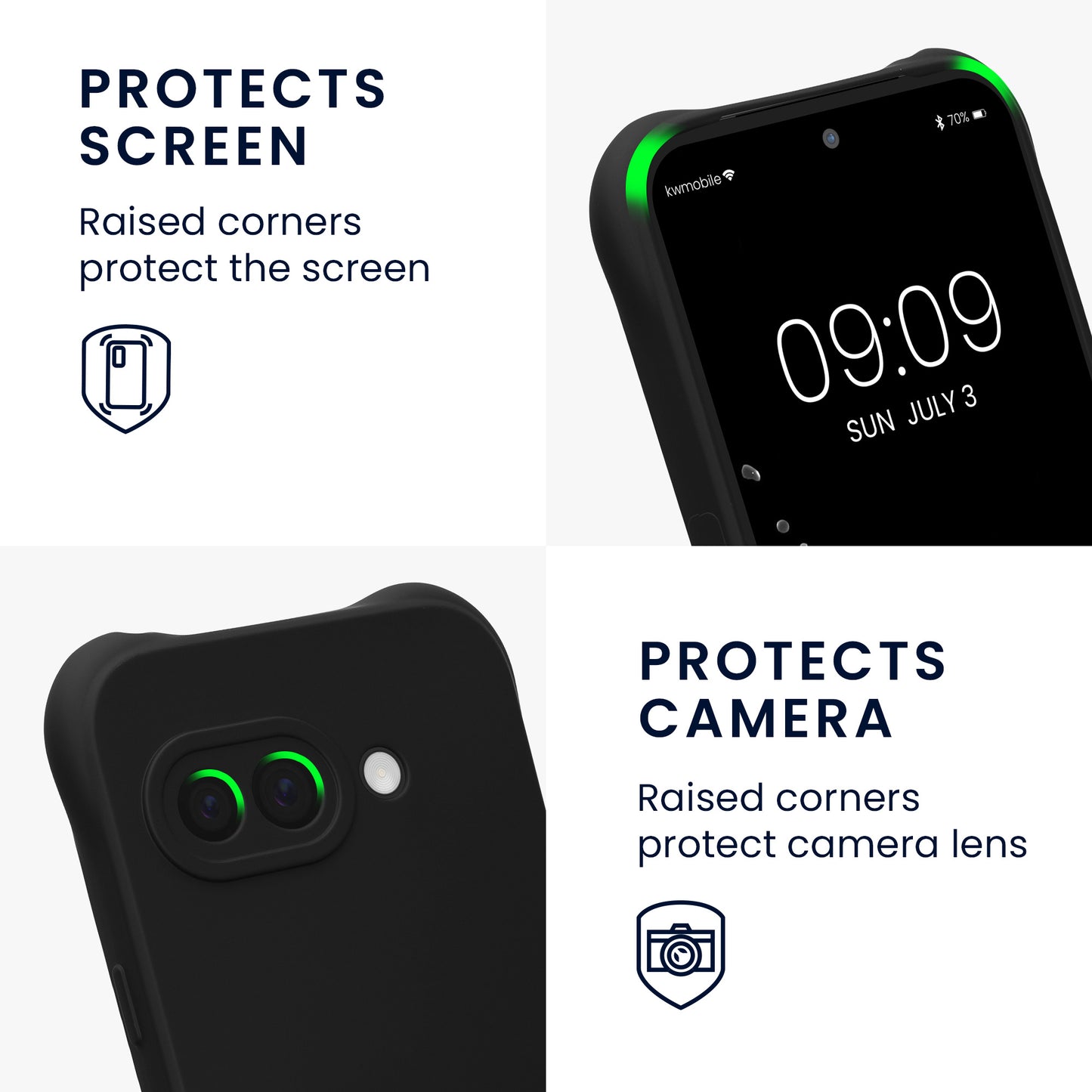 kwmobile Necklace Case compatible with Google Pixel 9a - Cover with Lanyard - Silicone Protective Case