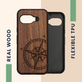 kwmobile Case Compatible with Google Pixel 9a - Cover - Phone Case - TPU Smartphone Case Compass Vintage