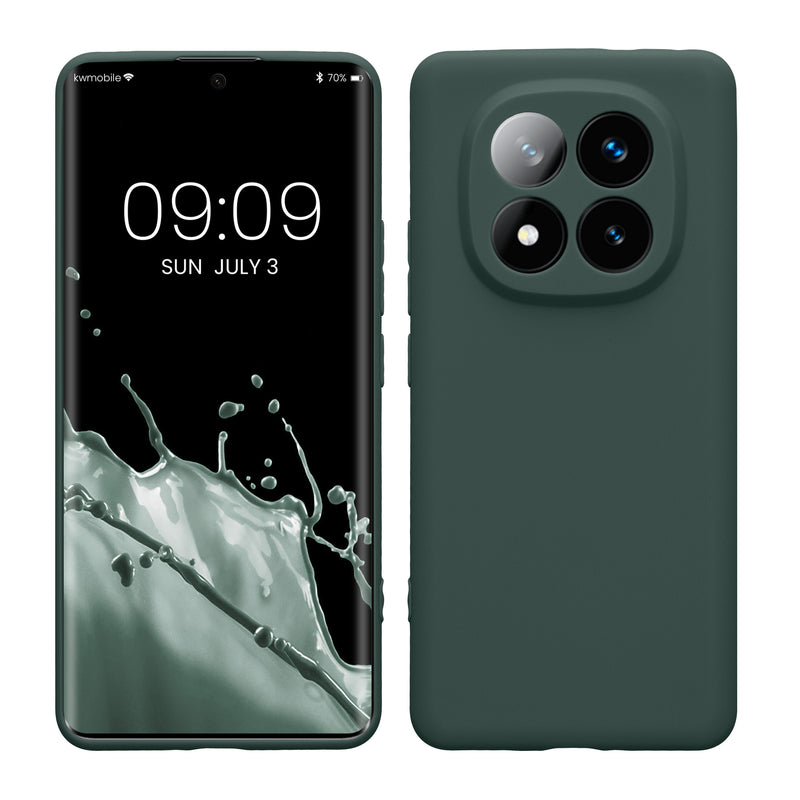 kwmobile Handyhülle kompatibel mit Xiaomi Redmi Note 14 Pro+ 5G / Redmi Note 14 Pro Plus 5G Hülle - Handy Case aus weichem Silikon in Moosgrün Moosgrün  