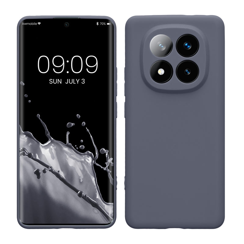 kwmobile Handyhülle kompatibel mit Xiaomi Redmi Note 14 Pro+ 5G / Redmi Note 14 Pro Plus 5G Hülle - Handy Case aus weichem Silikon in Blaugrau Blaugrau  