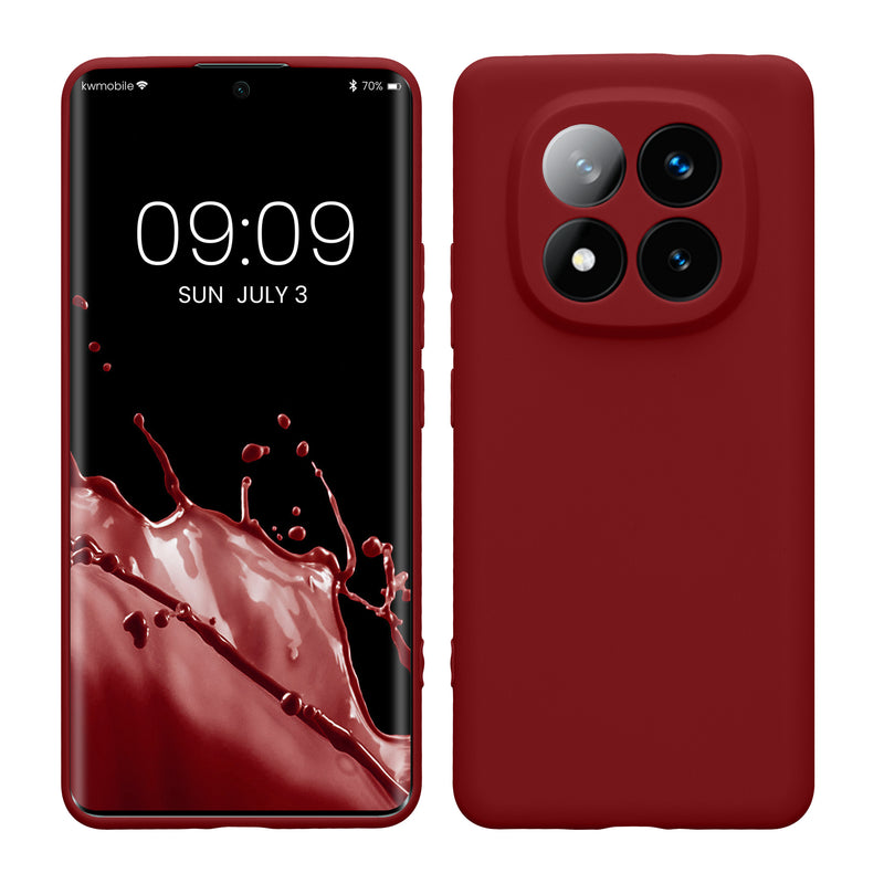 kwmobile Handyhülle kompatibel mit Xiaomi Redmi Note 14 Pro+ 5G / Redmi Note 14 Pro Plus 5G Hülle - Handy Case aus weichem Silikon in Rhabarber Rot Rhabarber Rot  
