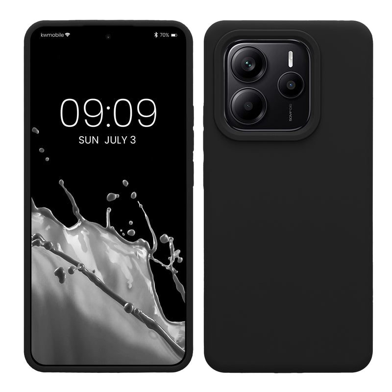 kwmobile Hülle kompatibel mit Xiaomi Redmi Note 14 5G (Nicht für 4G) Hülle - Silikon Handy Case - Handyhülle weiche Oberfläche - kabelloses Laden - Schwarz Schwarz  