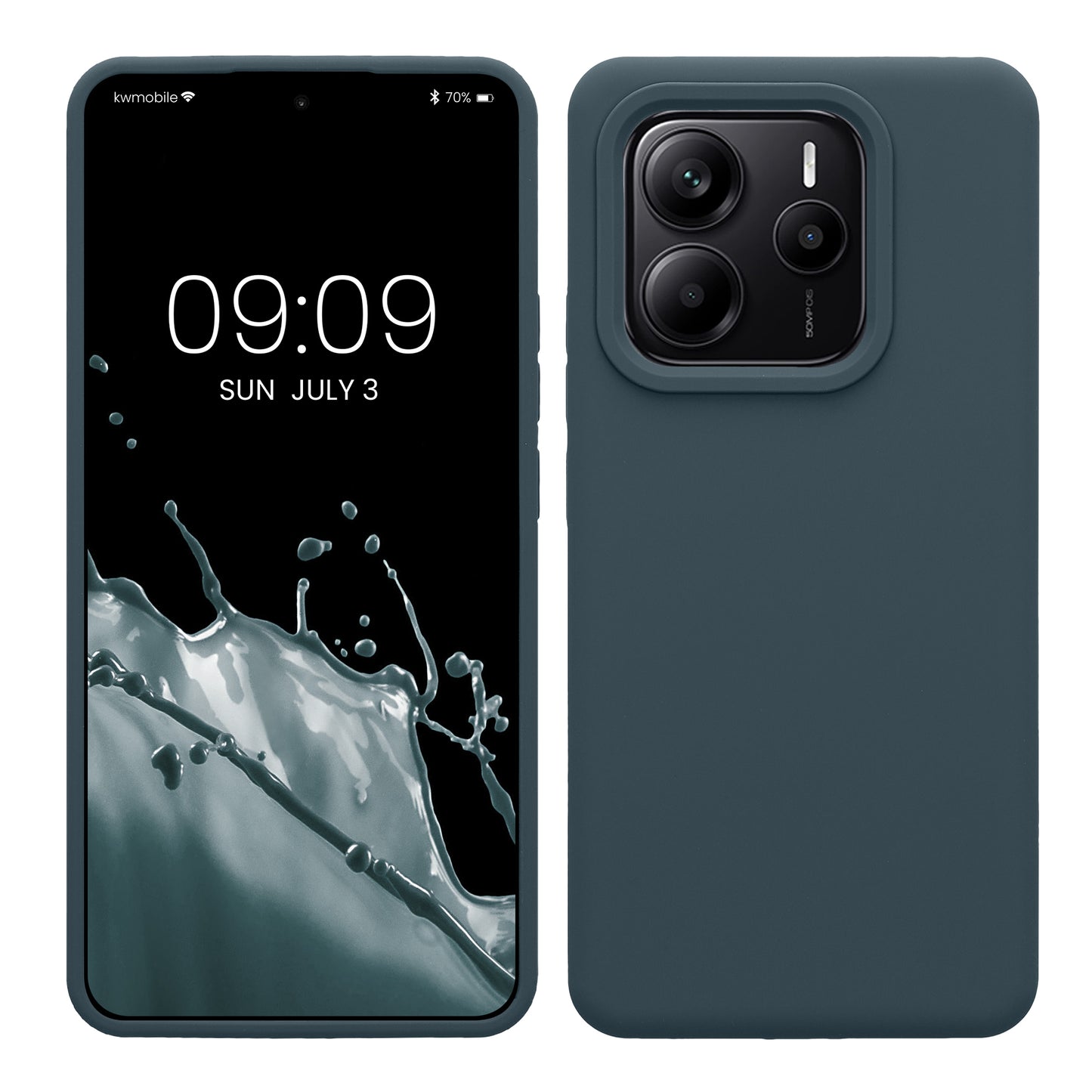 kwmobile Hülle kompatibel mit Xiaomi Redmi Note 14 5G (Nicht für 4G) Hülle - Silikon Handy Case - Handyhülle weiche Oberfläche - kabelloses Laden - Dunkler Schiefer Dunkler Schiefer  