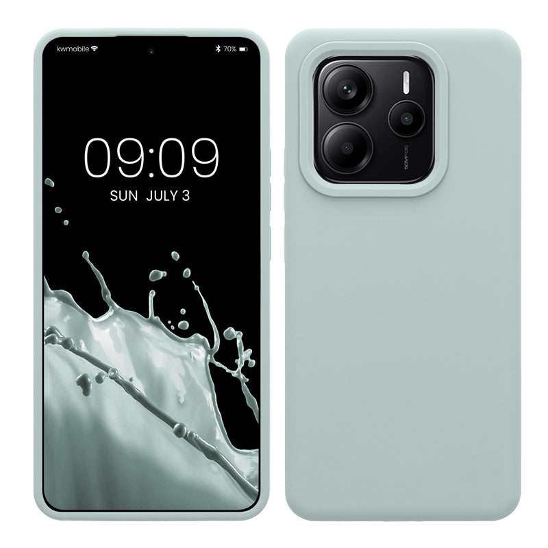kwmobile Hülle kompatibel mit Xiaomi Redmi Note 14 5G (Nicht für 4G) Hülle - Silikon Handy Case - Handyhülle weiche Oberfläche - kabelloses Laden - Cool Mint Cool Mint  