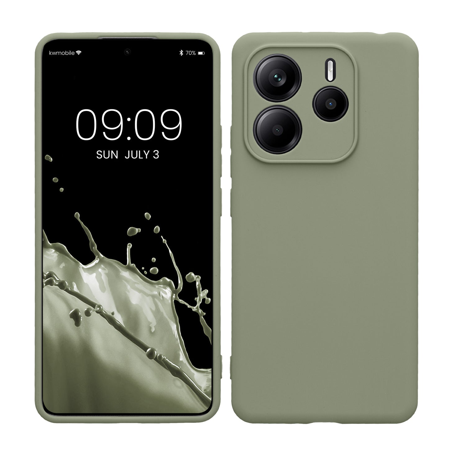 kwmobile Handyhülle kompatibel mit Xiaomi Redmi Note 14 5G (Nicht für 4G) Hülle - Handy Case aus weichem Silikon in Graugrün Graugrün  