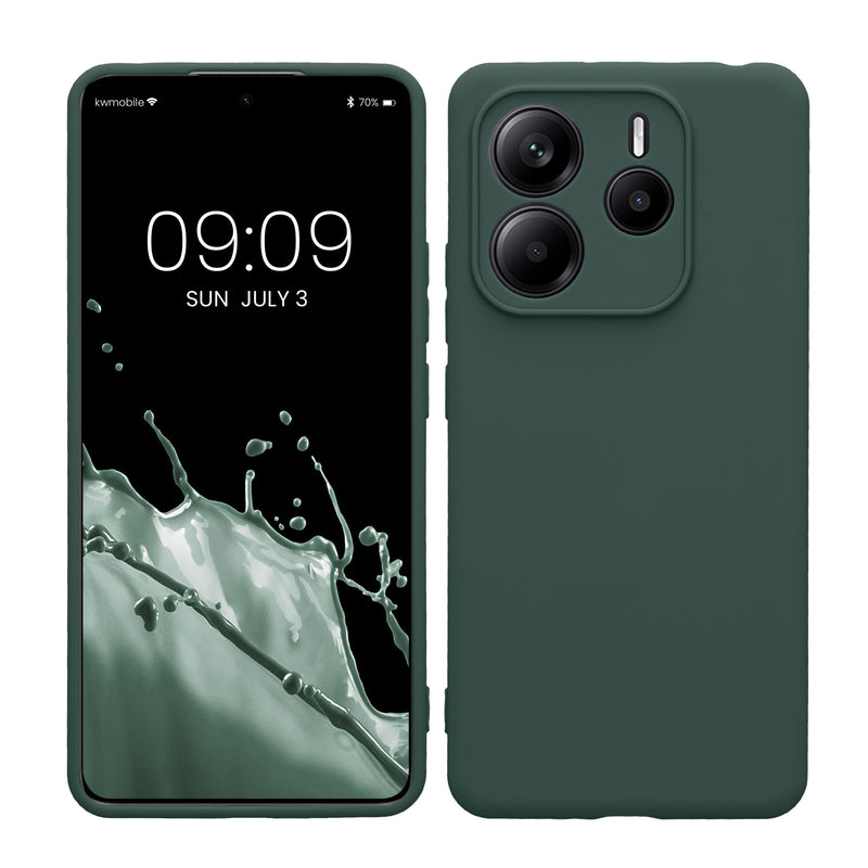 kwmobile Handyhülle kompatibel mit Xiaomi Redmi Note 14 5G (Nicht für 4G) Hülle - Handy Case aus weichem Silikon in Moosgrün Moosgrün  