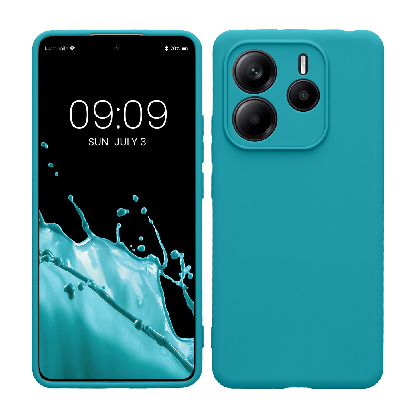 kwmobile Handyhülle kompatibel mit Xiaomi Redmi Note 14 5G (Nicht für 4G) Hülle - Handy Case aus weichem Silikon in Petrol matt Petrol matt  