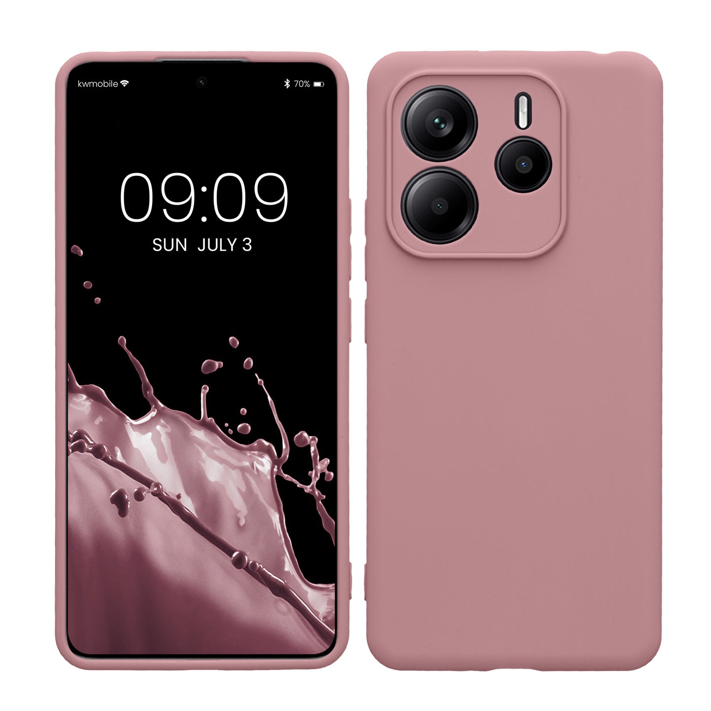 kwmobile Handyhülle kompatibel mit Xiaomi Redmi Note 14 5G (Nicht für 4G) Hülle - Handy Case aus weichem Silikon in Altrosa matt Altrosa matt  