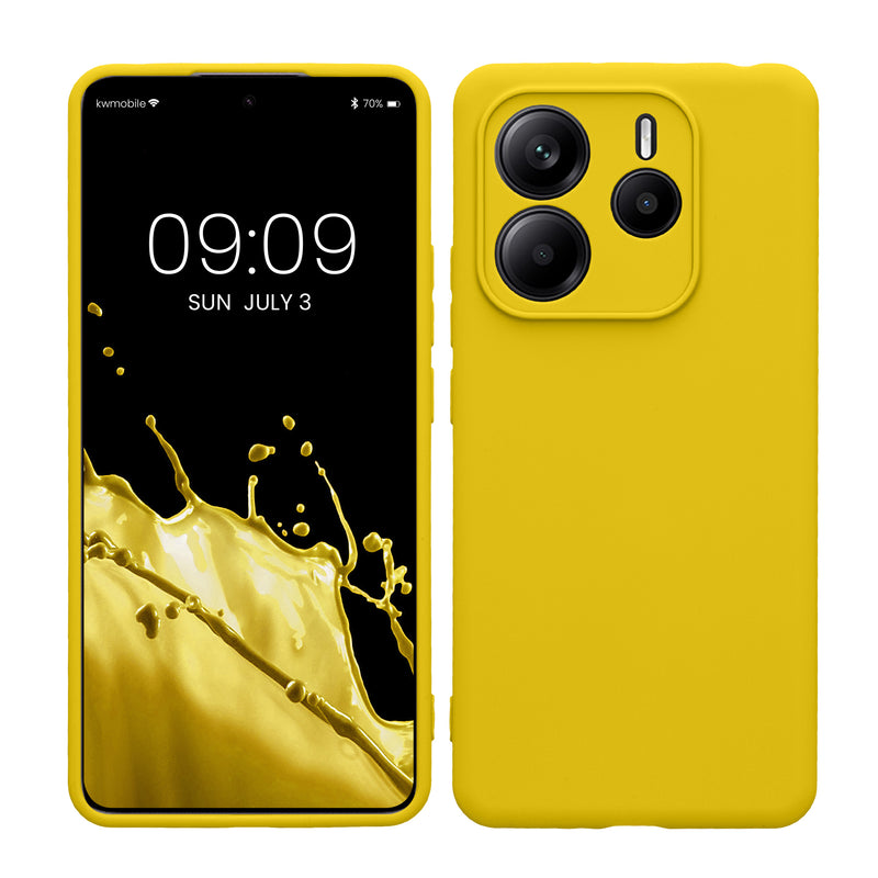 kwmobile Handyhülle kompatibel mit Xiaomi Redmi Note 14 5G (Nicht für 4G) Hülle - Handy Case aus weichem Silikon in Strahlend Gelb Strahlend Gelb  