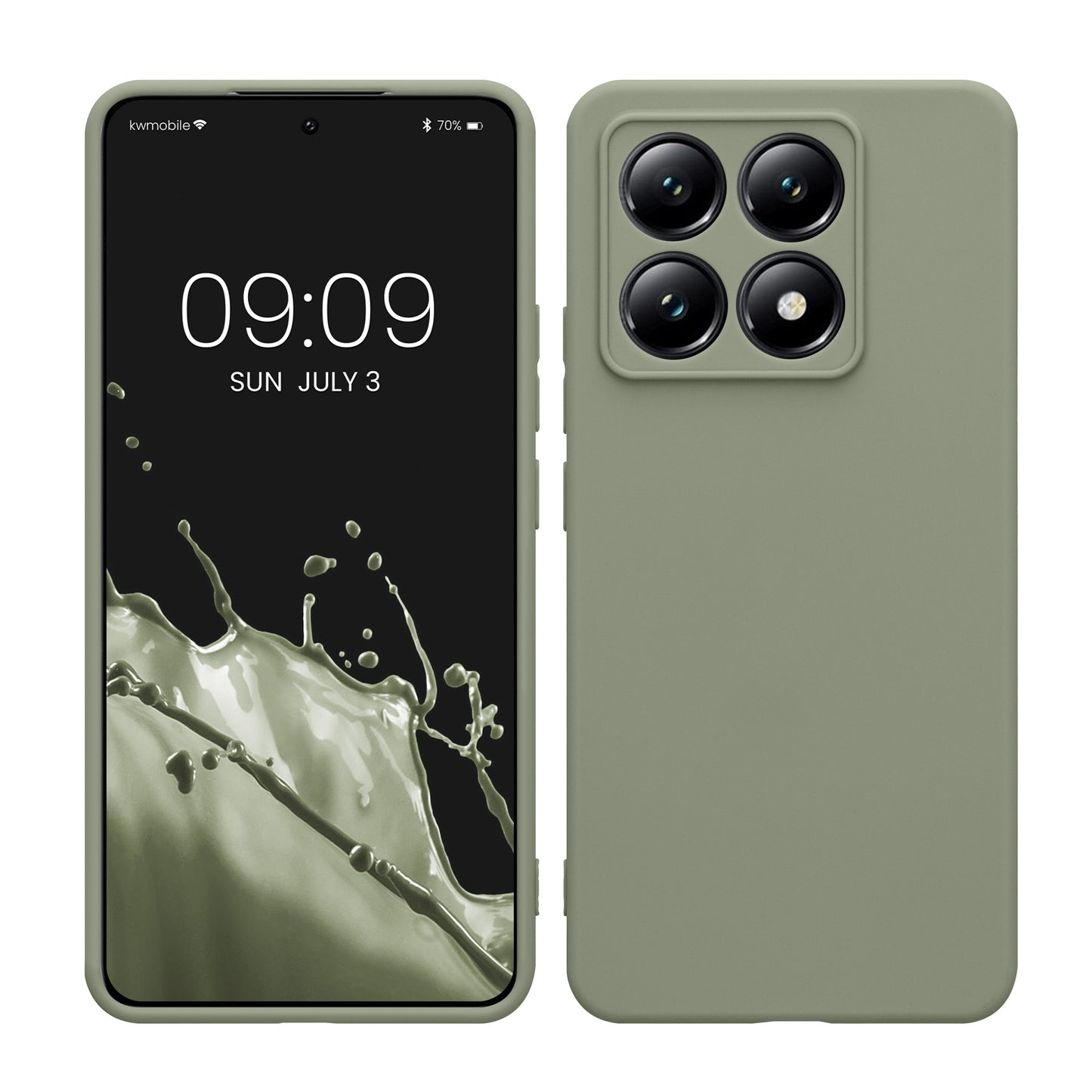 kwmobile Handyhülle kompatibel mit Xiaomi 14T Hülle - Handy Case aus weichem Silikon in Graugrün Graugrün  