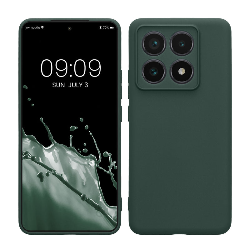 kwmobile Handyhülle kompatibel mit Xiaomi 14T Pro Hülle - Handy Case aus weichem Silikon in Moosgrün Moosgrün  
