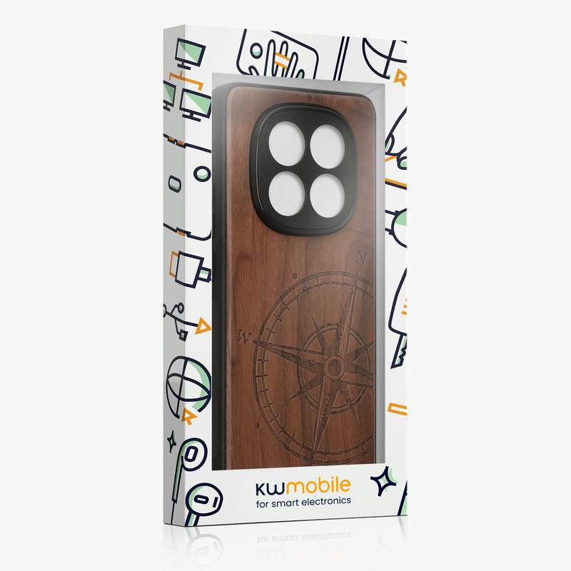 kwmobile Case Compatible with Xiaomi Redmi Note 14 Pro+ 5G / Redmi Note 14 Pro Plus 5G - Phone Cover - TPU Phone Case Compass Vintage