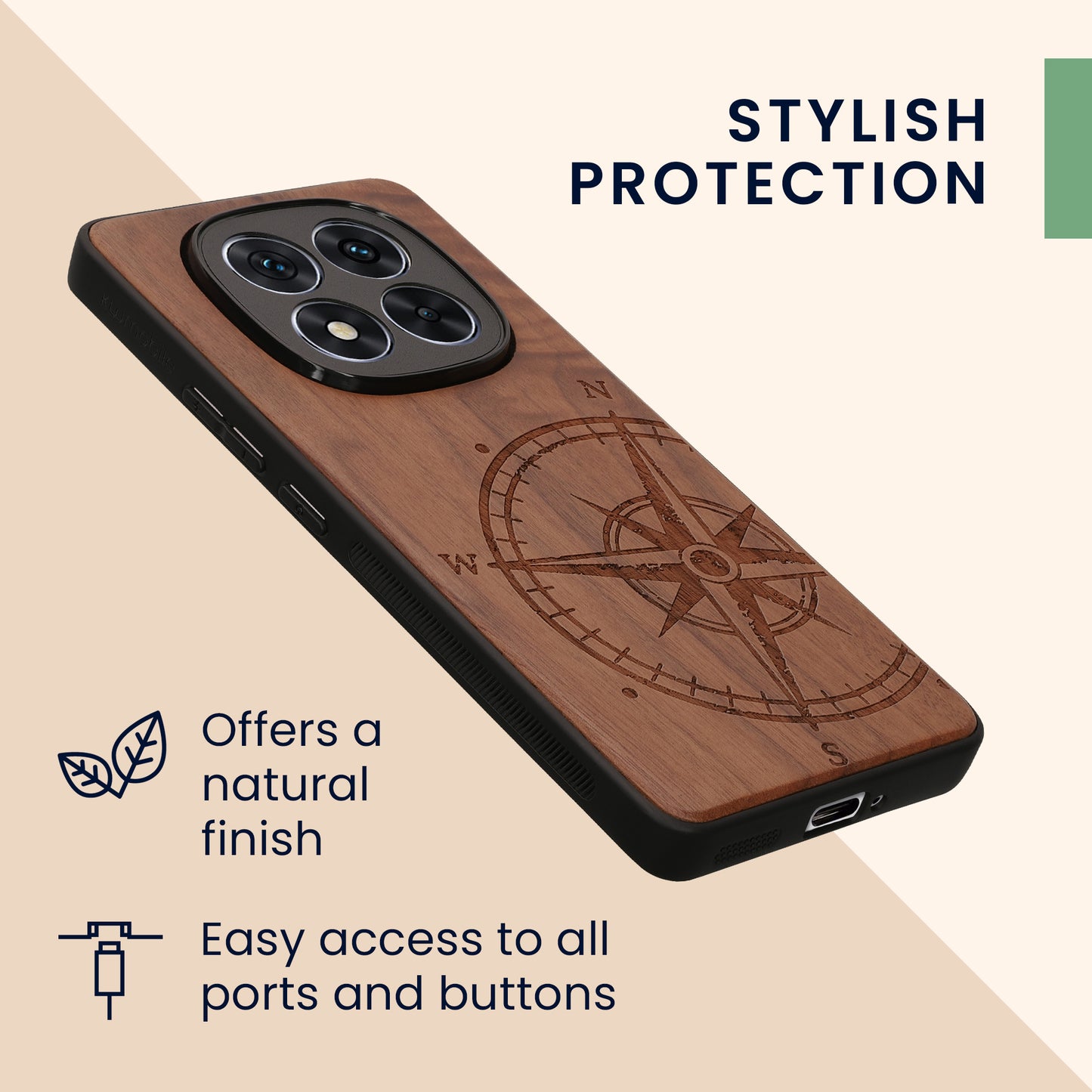 kwmobile Case Compatible with Xiaomi Redmi Note 14 Pro+ 5G / Redmi Note 14 Pro Plus 5G - Phone Cover - TPU Phone Case Compass Vintage